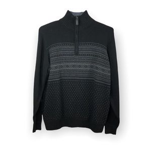 Oscar De La Renta 3/4 Zip High Neck Pullover Sweater 100% Cotton